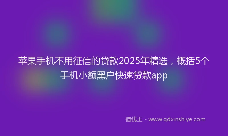 苹果手机不用征信的贷款2025年精选，概括5个手机小额黑户快速贷款app