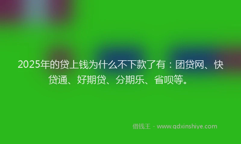 2025年的贷上钱为什么不下款了有：团贷网、快贷通、好期贷、分期乐、省呗等。