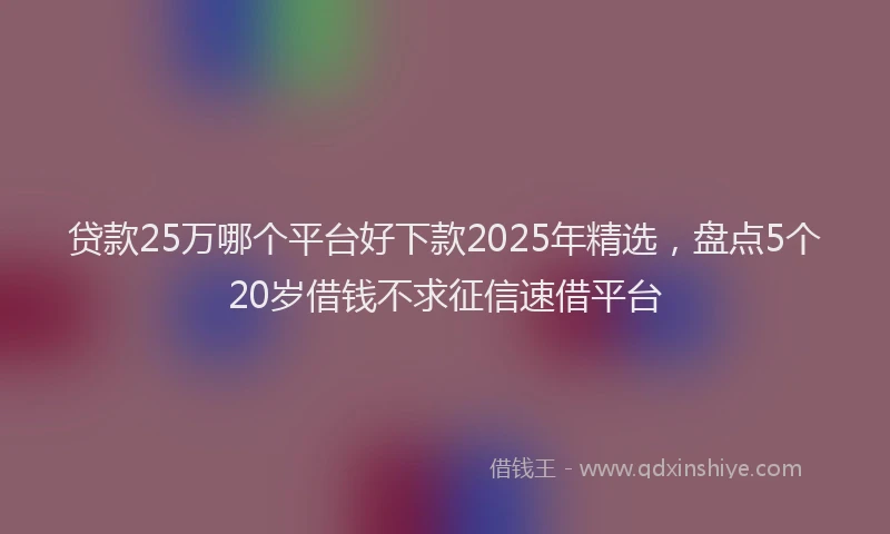 贷款25万哪个平台好下款2025年精选，盘点5个20岁借钱不求征信速借平台