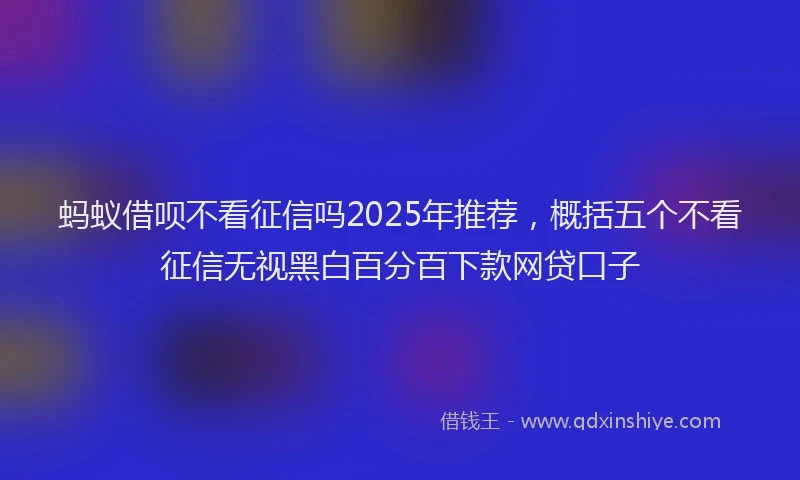 蚂蚁借呗不看征信吗2025年推荐，概括五个不看征信无视黑白百分百下款网贷口子