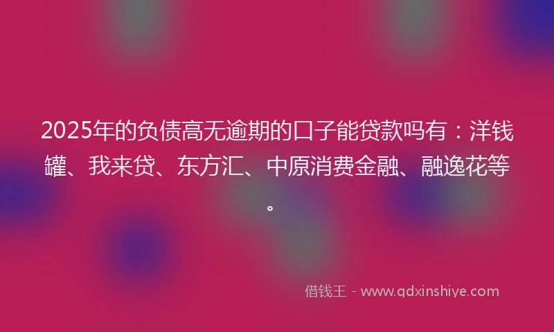 2025年的负债高无逾期的口子能贷款吗有：洋钱罐、我来贷、东方汇、中原消费金融、融逸花等。