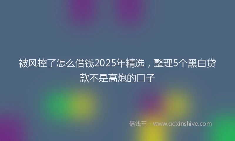 被风控了怎么借钱2025年精选，整理5个黑白贷款不是高炮的口子