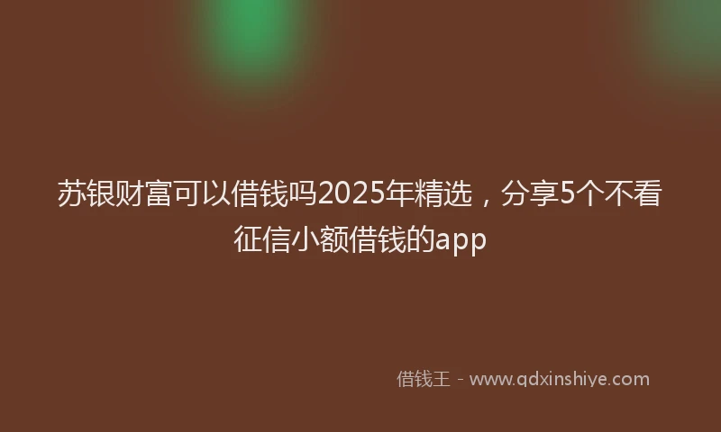 苏银财富可以借钱吗2025年精选，分享5个不看征信小额借钱的app