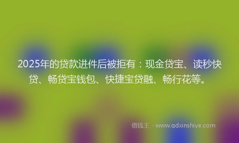 2025年的贷款进件后被拒有：现金贷宝、读秒快贷、畅贷宝钱包、快捷宝贷融、畅行花等。