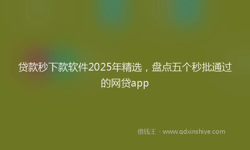 贷款秒下款软件2025年精选，盘点五个秒批通过的网贷app