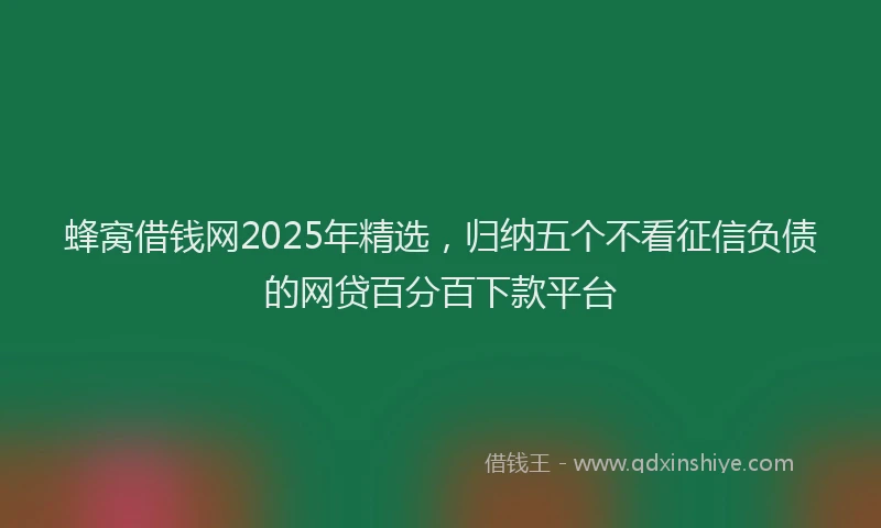 蜂窝借钱网2025年精选，归纳五个不看征信负债的网贷百分百下款平台