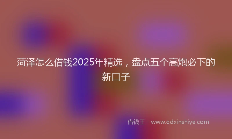 菏泽怎么借钱2025年精选，盘点五个高炮必下的新口子