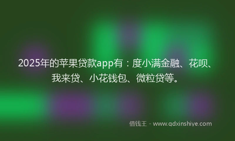2025年的苹果贷款app有：度小满金融、花呗、我来贷、小花钱包、微粒贷等。