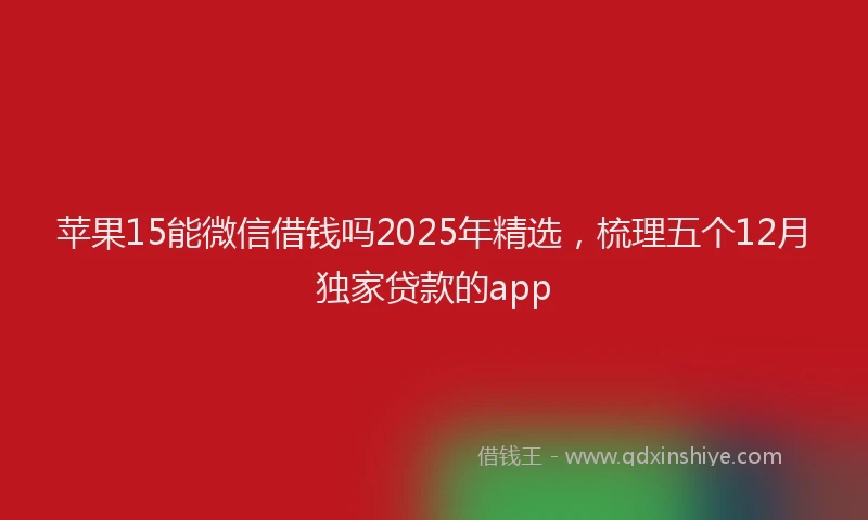 苹果15能微信借钱吗2025年精选，梳理五个12月独家贷款的app