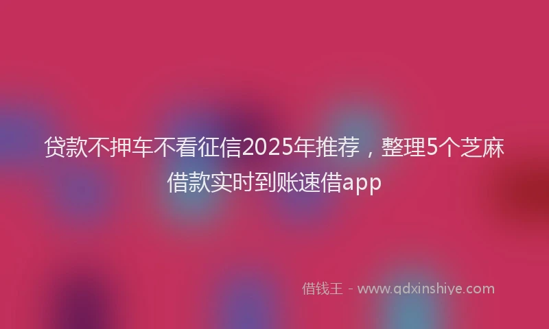 贷款不押车不看征信2025年推荐，整理5个芝麻借款实时到账速借app