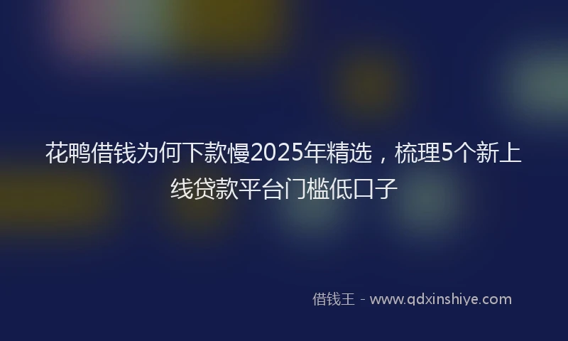 花鸭借钱为何下款慢2025年精选，梳理5个新上线贷款平台门槛低口子