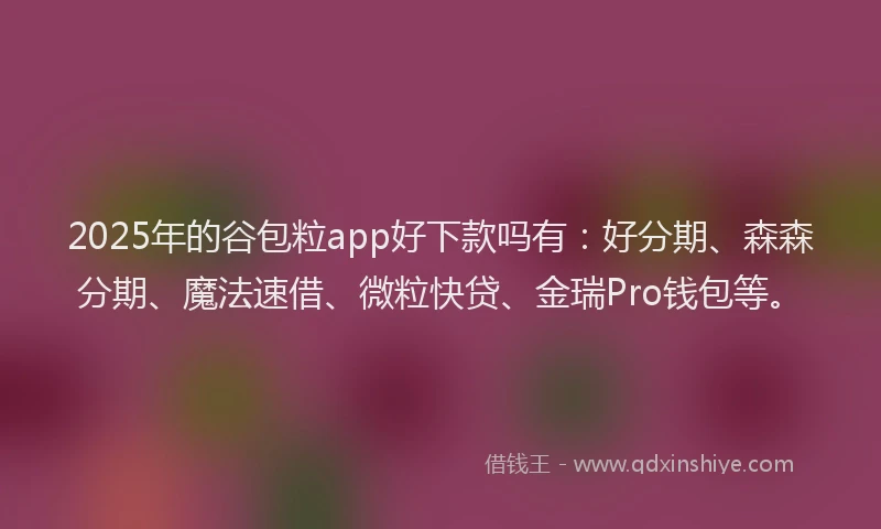 2025年的谷包粒app好下款吗有：好分期、森森分期、魔法速借、微粒快贷、金瑞Pro钱包等。