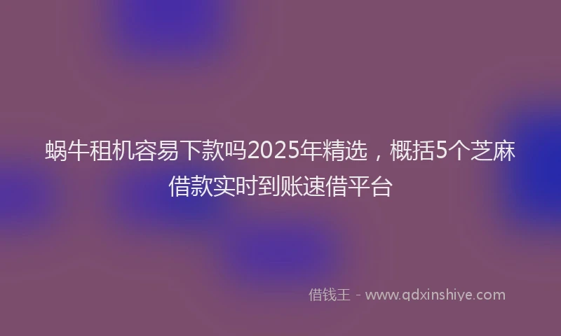蜗牛租机容易下款吗2025年精选，概括5个芝麻借款实时到账速借平台