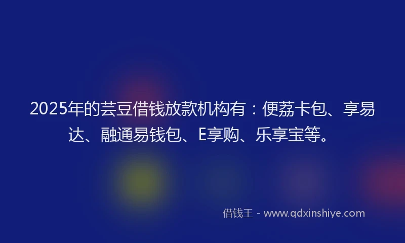 2025年的芸豆借钱放款机构有：便荔卡包、享易达、融通易钱包、E享购、乐享宝等。