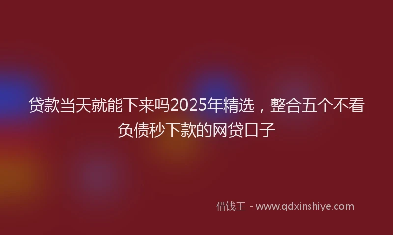 贷款当天就能下来吗2025年精选，整合五个不看负债秒下款的网贷口子