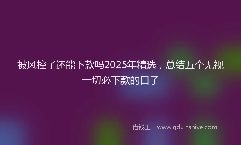 被风控了还能下款吗2025年精选，总结五个无视一切必下款的口子