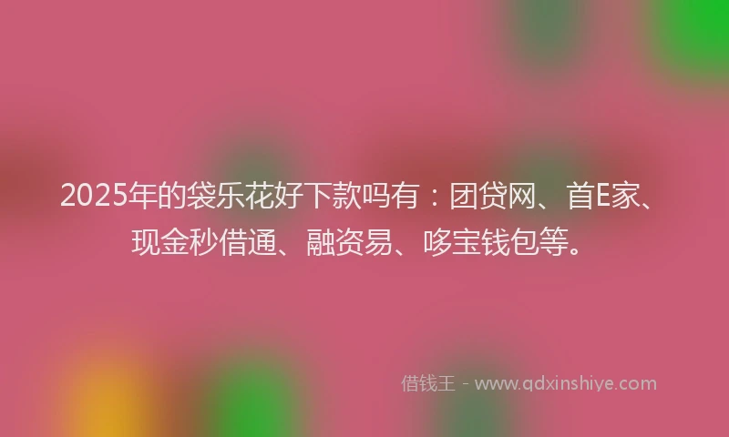 2025年的袋乐花好下款吗有：团贷网、首E家、现金秒借通、融资易、哆宝钱包等。
