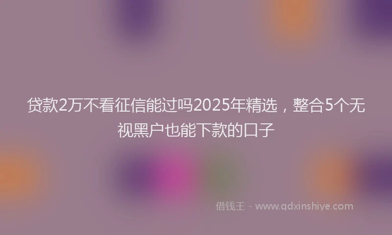 贷款2万不看征信能过吗2025年精选，整合5个无视黑户也能下款的口子