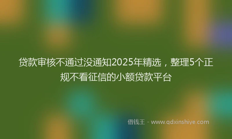 贷款审核不通过没通知2025年精选，整理5个正规不看征信的小额贷款平台