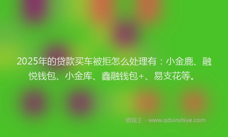 2025年的贷款买车被拒怎么处理有：小金鹿、融悦钱包、小金库、鑫融钱包+、易支花等。