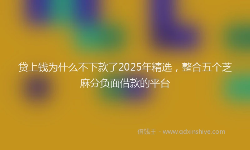 贷上钱为什么不下款了2025年精选，整合五个芝麻分负面借款的平台