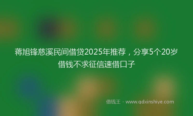 蒋旭锋慈溪民间借贷2025年推荐，分享5个20岁借钱不求征信速借口子