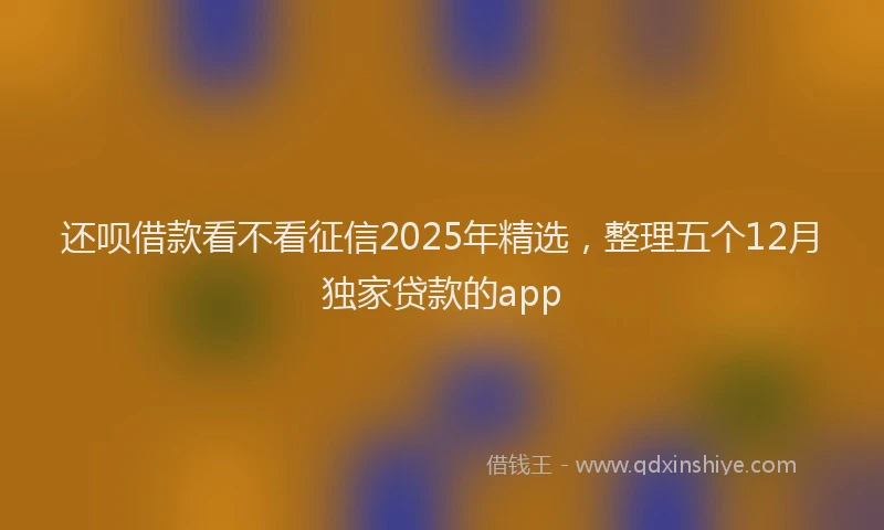 还呗借款看不看征信2025年精选，整理五个12月独家贷款的app