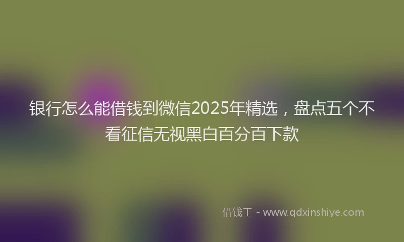 银行怎么能借钱到微信2025年精选，盘点五个不看征信无视黑白百分百下款