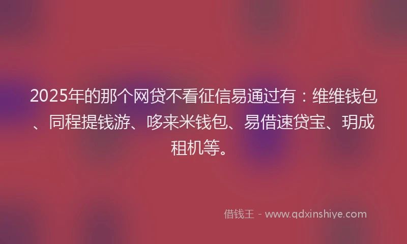 2025年的那个网贷不看征信易通过有：维维钱包、同程提钱游、哆来米钱包、易借速贷宝、玥成租机等。