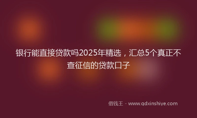 银行能直接贷款吗2025年精选，汇总5个真正不查征信的贷款口子