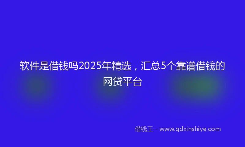 软件是借钱吗2025年精选，汇总5个靠谱借钱的网贷平台