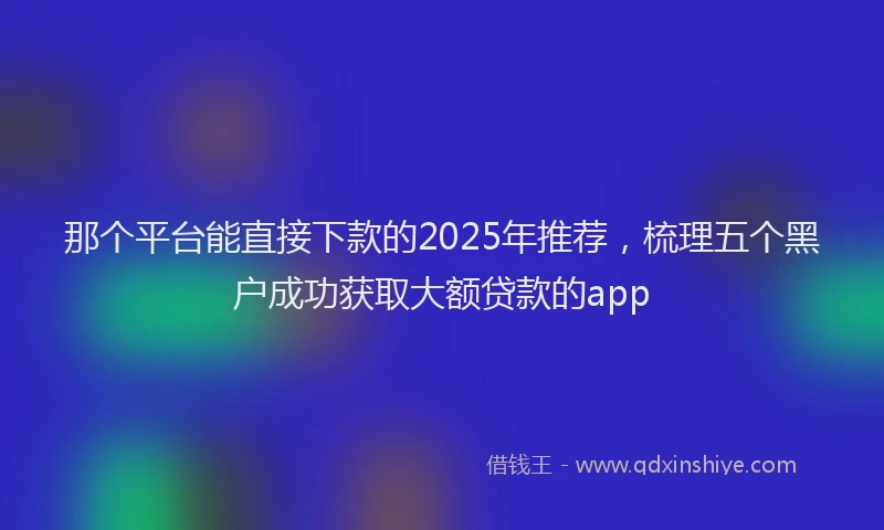 那个平台能直接下款的2025年推荐，梳理五个黑户成功获取大额贷款的app