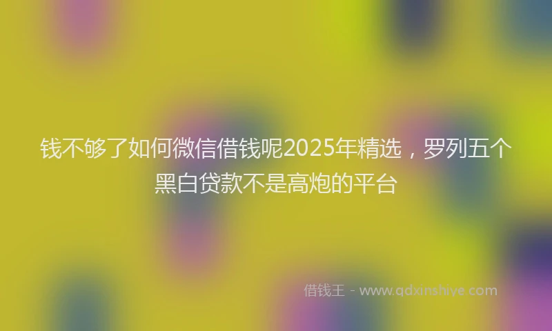 钱不够了如何微信借钱呢2025年精选，罗列五个黑白贷款不是高炮的平台