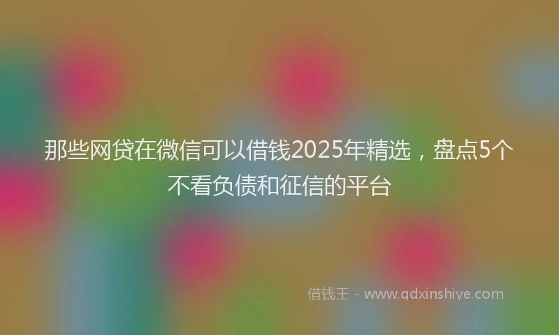 那些网贷在微信可以借钱2025年精选，盘点5个不看负债和征信的平台