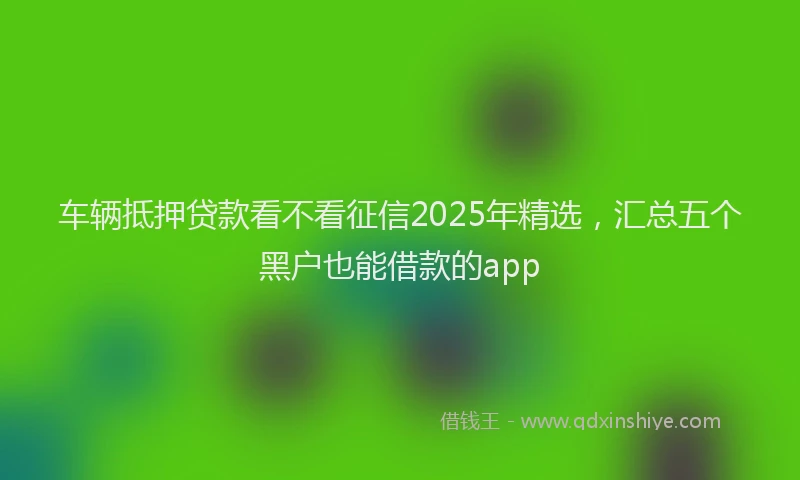 车辆抵押贷款看不看征信2025年精选，汇总五个黑户也能借款的app
