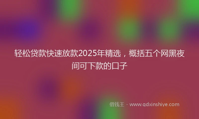 轻松贷款快速放款2025年精选，概括五个网黑夜间可下款的口子
