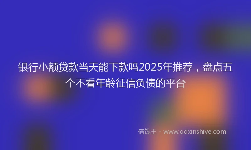银行小额贷款当天能下款吗2025年推荐，盘点五个不看年龄征信负债的平台