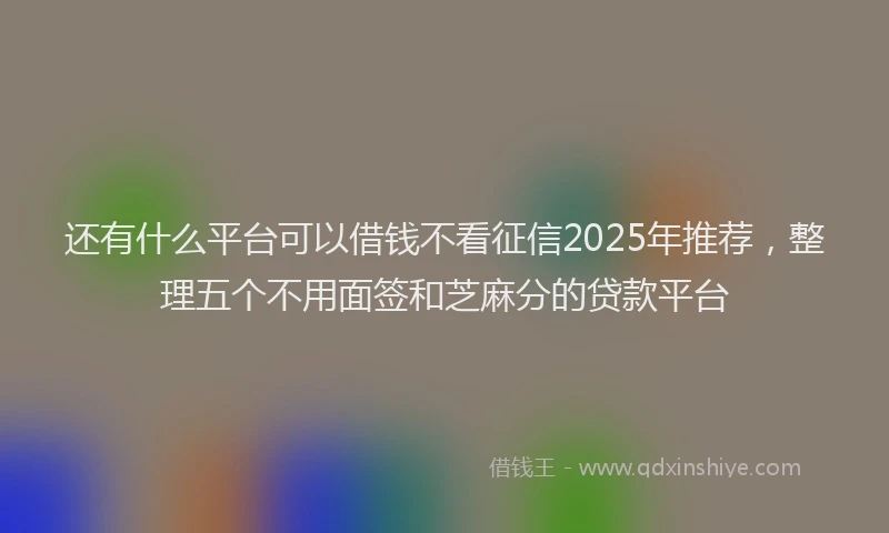 还有什么平台可以借钱不看征信2025年推荐，整理五个不用面签和芝麻分的贷款平台