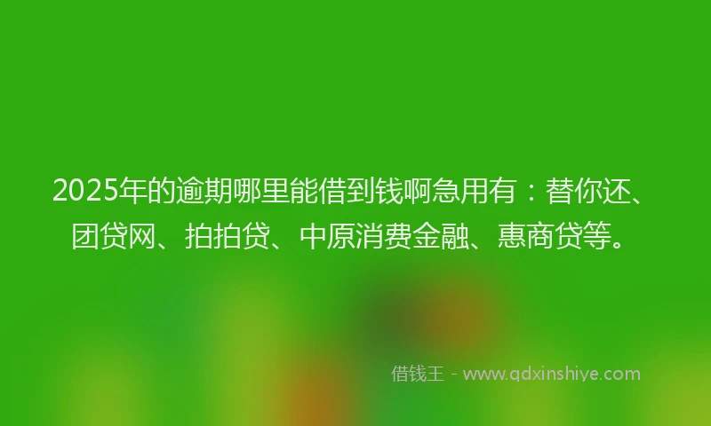 2025年的逾期哪里能借到钱啊急用有：替你还、团贷网、拍拍贷、中原消费金融、惠商贷等。