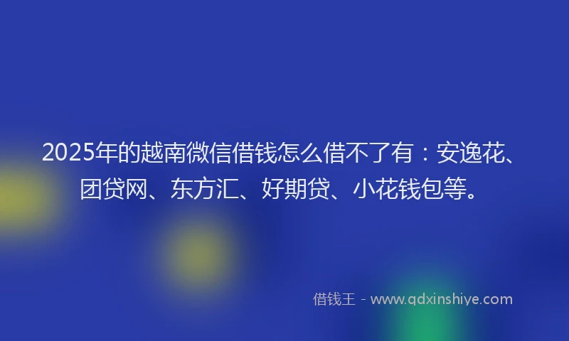 2025年的越南微信借钱怎么借不了有：安逸花、团贷网、东方汇、好期贷、小花钱包等。