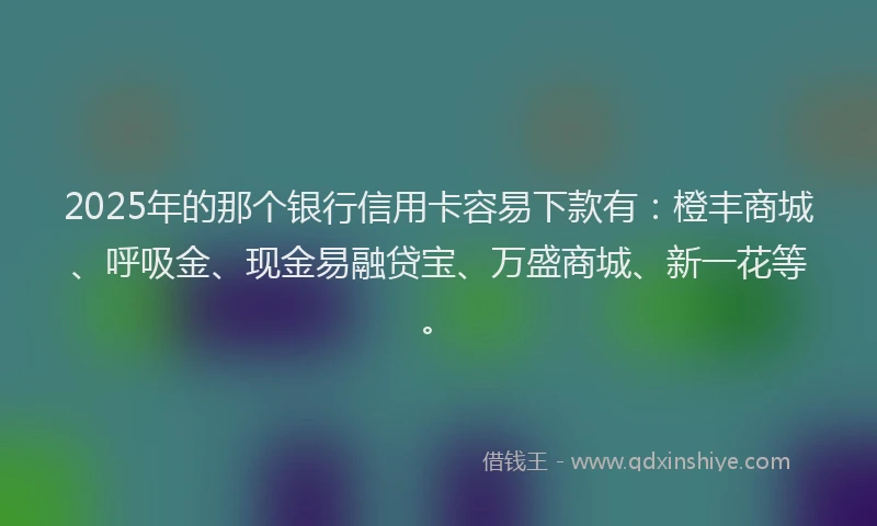 2025年的那个银行信用卡容易下款有：橙丰商城、呼吸金、现金易融贷宝、万盛商城、新一花等。