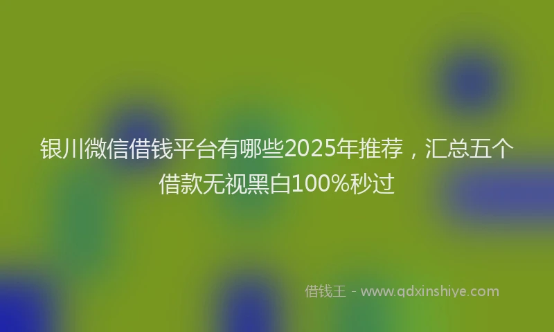 银川微信借钱平台有哪些2025年推荐，汇总五个借款无视黑白100%秒过