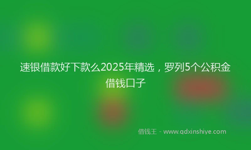 速银借款好下款么2025年精选，罗列5个公积金借钱口子