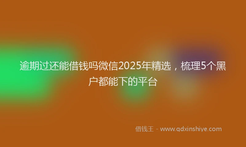 逾期过还能借钱吗微信2025年精选，梳理5个黑户都能下的平台