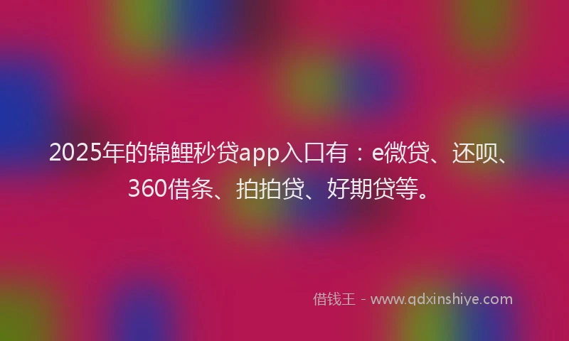 2025年的锦鲤秒贷app入口有：e微贷、还呗、360借条、拍拍贷、好期贷等。