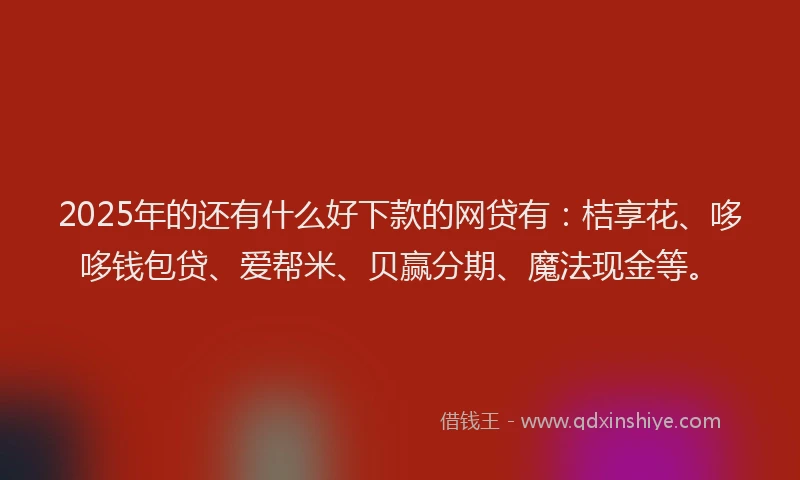 2025年的还有什么好下款的网贷有：桔享花、哆哆钱包贷、爱帮米、贝赢分期、魔法现金等。