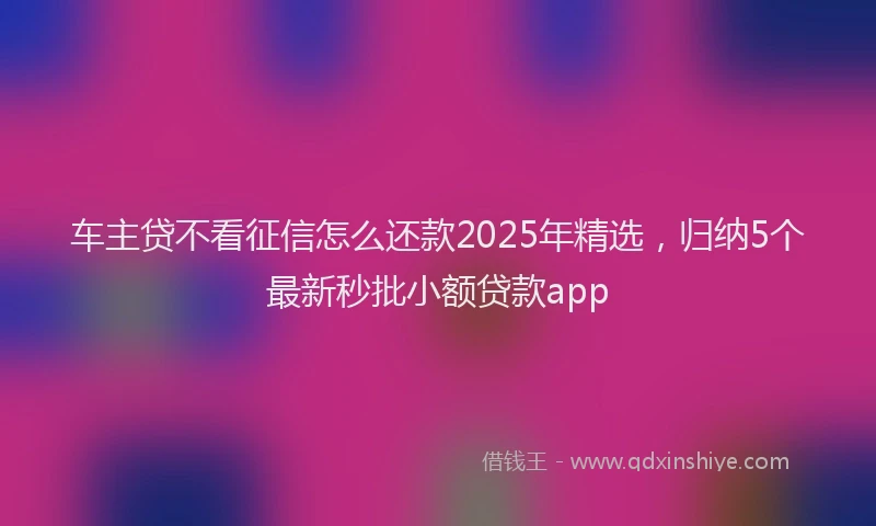 车主贷不看征信怎么还款2025年精选，归纳5个最新秒批小额贷款app