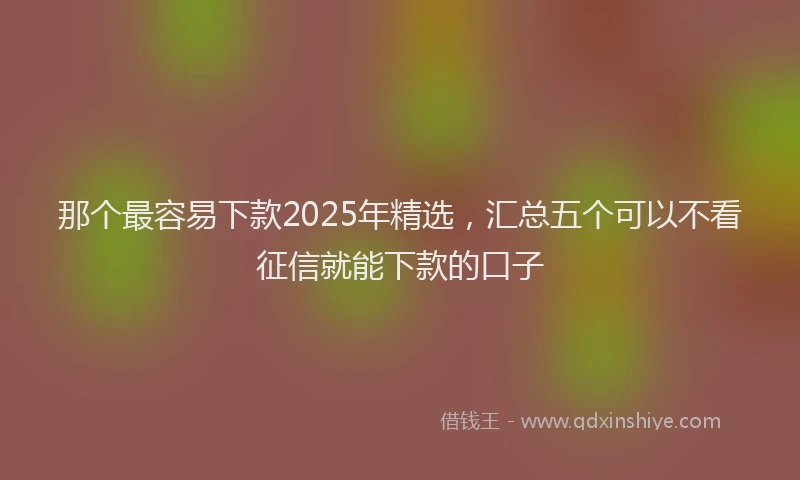 那个最容易下款2025年精选，汇总五个可以不看征信就能下款的口子