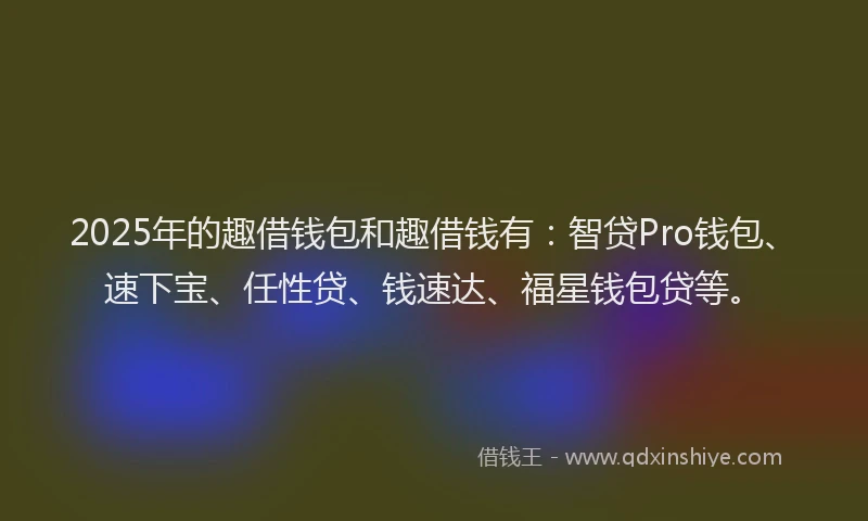 2025年的趣借钱包和趣借钱有：智贷Pro钱包、速下宝、任性贷、钱速达、福星钱包贷等。