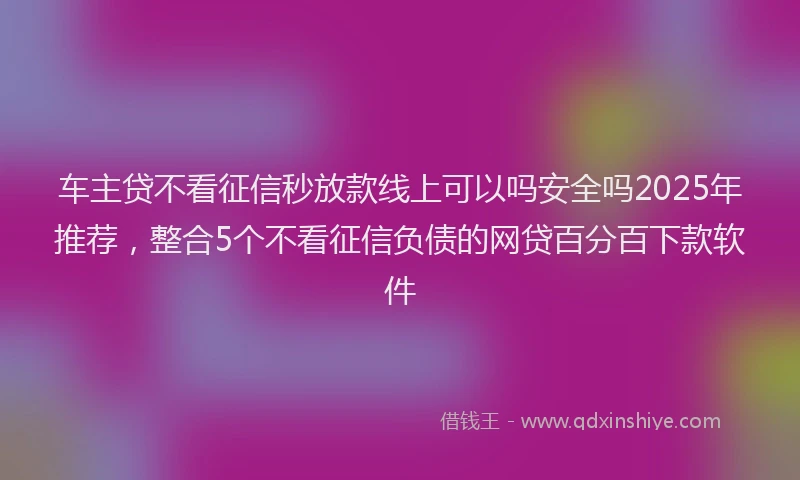 车主贷不看征信秒放款线上可以吗安全吗2025年推荐，整合5个不看征信负债的网贷百分百下款软件